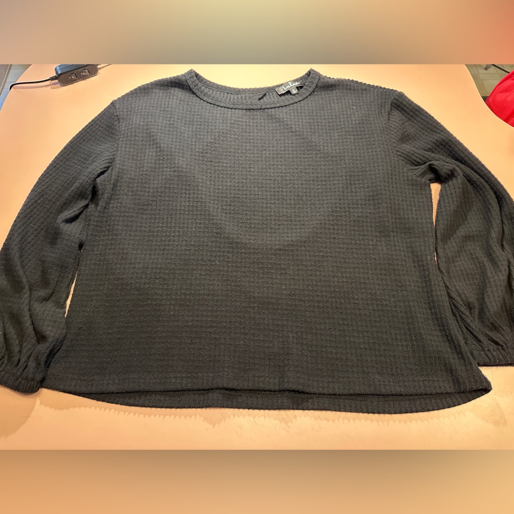 Lulus brand Black Waffle Knit Open Back Sweater